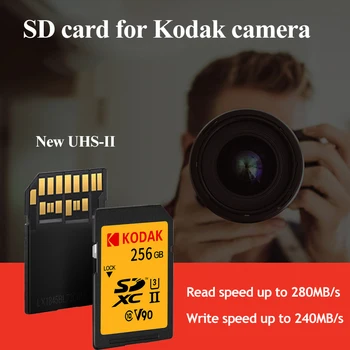 Kodak 256GB SD-Карта UHS-II U3 V90 Ultra Pro SDXC Флэш-Карты Памяти 8K HD Video Max High Speed 280 МБ/с для Компьютера DSLR-Камеры